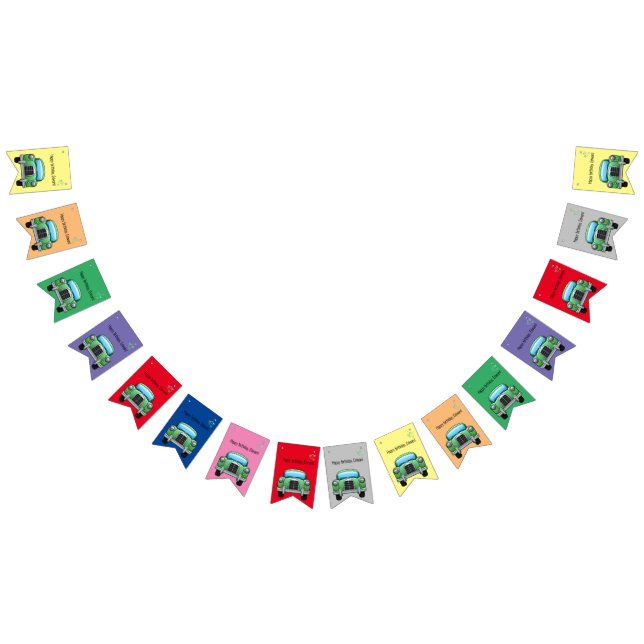 Bandeirinha Automóvel verde com texto personalizável (Todos)