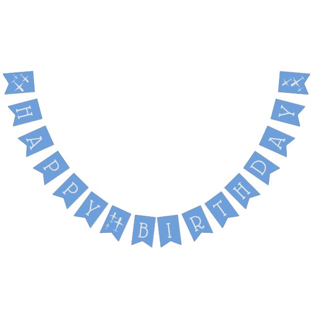 Bandeirinha Aviões Feliz Aniversário Festa de Cinza Azul (Todos)