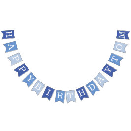 Bandeirinha Azul Feliz Aniversário 3 Carta Nome Homem Tom