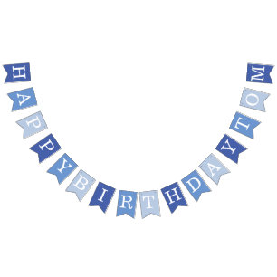 Bandeirinha Azul Feliz Aniversário 3 Carta Nome Homem Tom