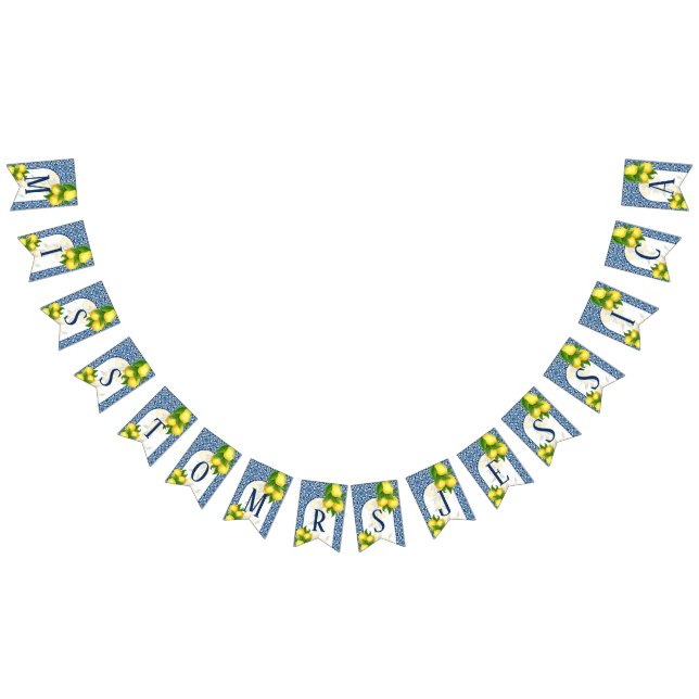 Bandeirinha Azulejos azuis Amalfi limões falham ao nome da let (Todos)