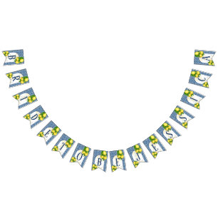 Bandeirinha Azulejos azuis Amalfi limões noivos com 7 letras