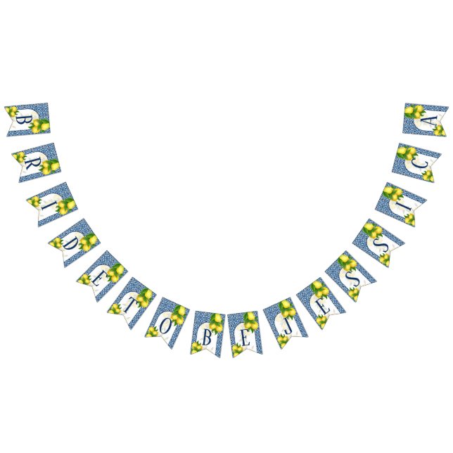 Bandeirinha Azulejos azuis Amalfi limões noivos com 7 letras (Todos)