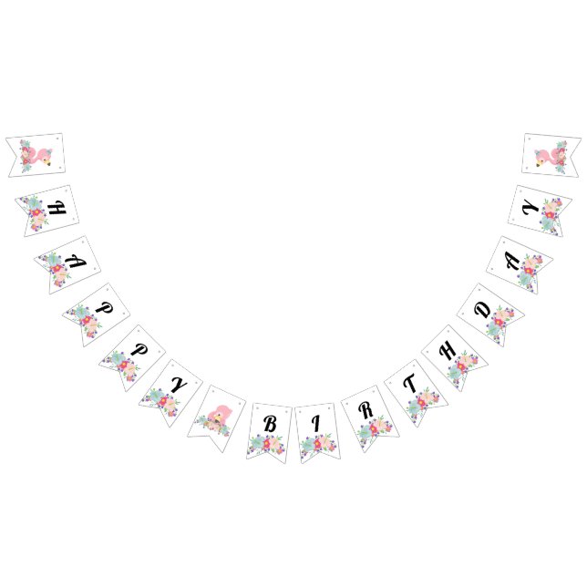 Bandeirinha Baby Flamingo Happy Birday (Todos)