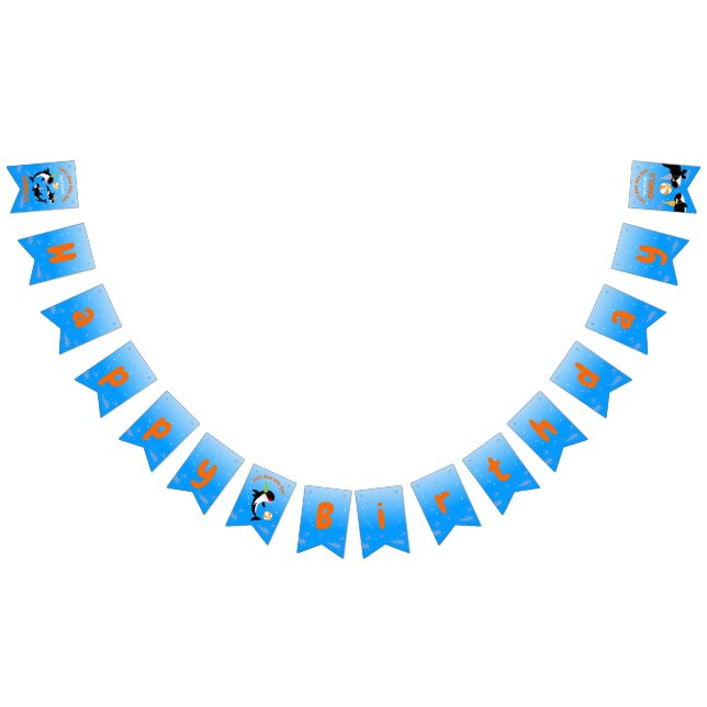 Bandeirinha Baleia de orca sob a festa de aniversário marítima (Todos)