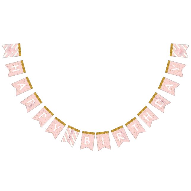 Bandeirinha Ballerina Tutu Menina Rosa Dourada Decoração Festa (Todos)