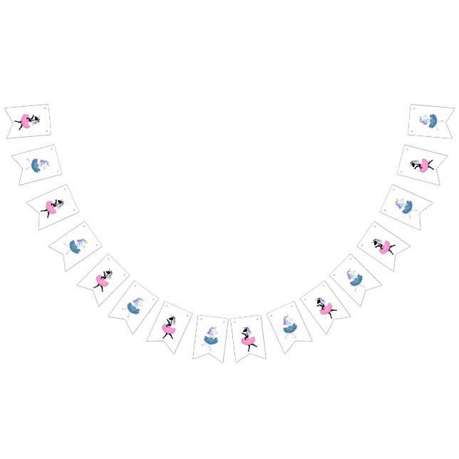 Bandeirinha Ballerina unicorns bunting flags (Todos)
