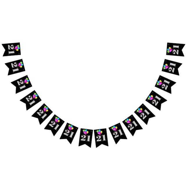 Bandeirinha balões aniversário de 21 anos (Todos)