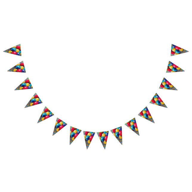 Bandeirinha Balões Coloridos Gênero Banner Neutro de Aniversár (Todos)