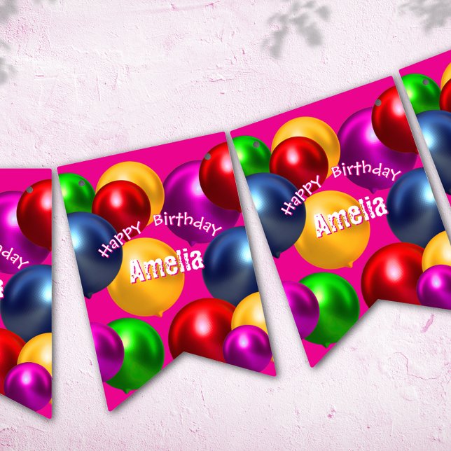 Bandeirinha Balões de aniversário divertidos personalizados (Criador carregado)