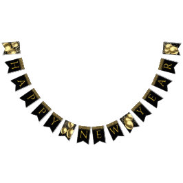 Bandeirinha Balões Dourados, letras de Feliz ano novo confetti