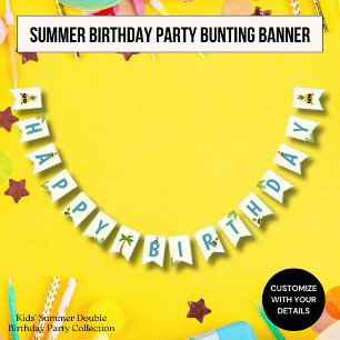 Bandeirinha Bandeirola de festa de aniversário infantil tema v