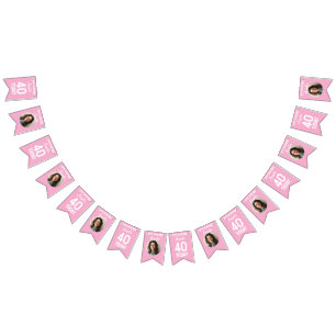 Bandeirinha Bandeirola personalizada de 40º aniversário rosa b