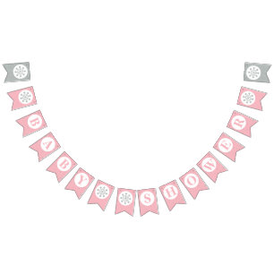 Bandeirinha Bandeirolas de Chuveirinho para Bebê Rosa - Bebê M