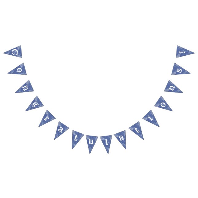 Bandeirinha Banderines efecto marmolado azul "Congratulations" (Todos)