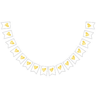Bandeirinha Banner Amarelo de Coração de Aquarela