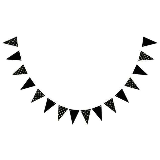 Bandeirinha Banner da Moon Glow Party (Preto e Amarelo Suave) (Todos)
