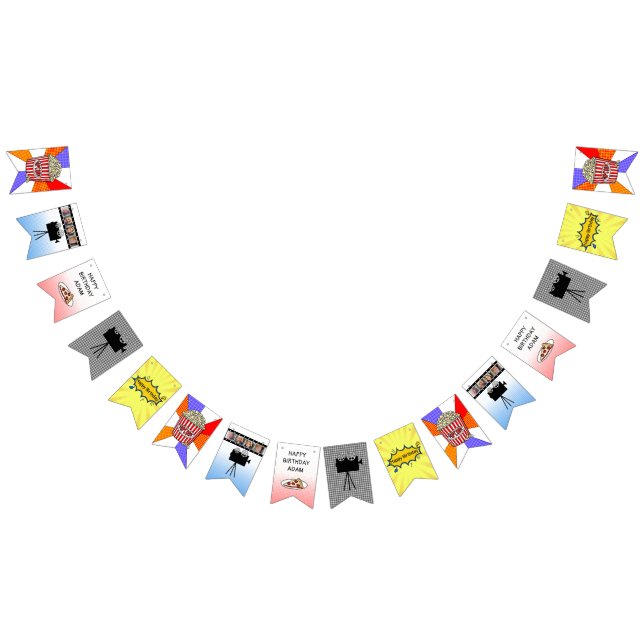 Bandeirinha Banner de Aniversário da Noite de Filme Retroativa (Todos)