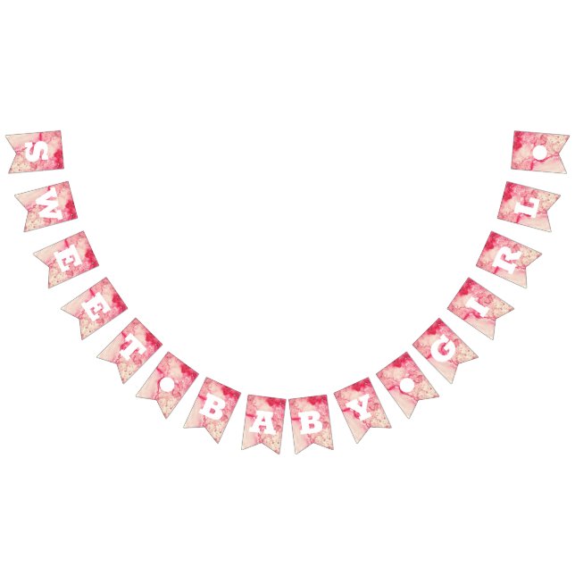 Bandeirinha Banner de aniversário de Chá de fraldas rosa doce  (Todos)