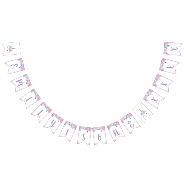 Bandeirinha Banner de Aniversário do Unicorn Personalizado (Todos)