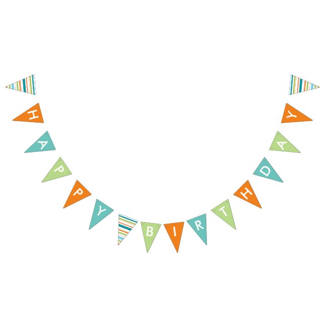 Bandeirinha Banner de aniversário feliz com faixas (Todos)