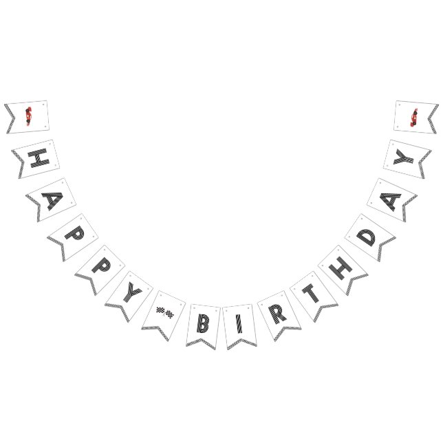 Bandeirinha Banner de aniversário feliz do Race Car (Todos)