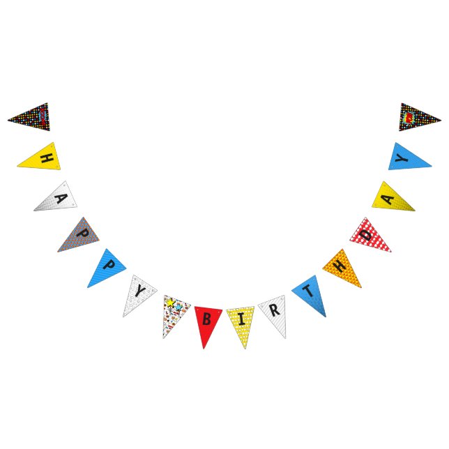 Bandeirinha Banner de aniversário feliz do super-herói (Todos)