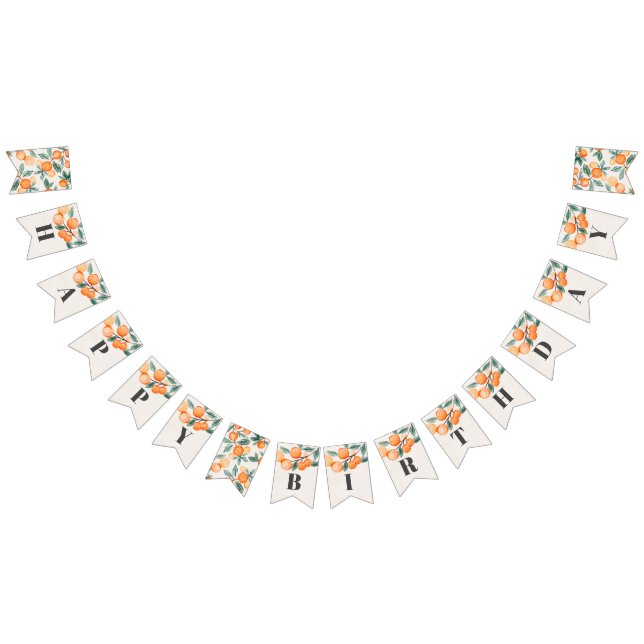 Bandeirinha Banner de aniversário laranja, doce e feliz (Todos)