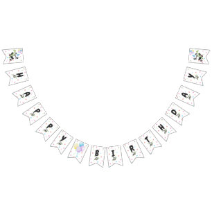Bandeirinha Banner de aniversário Pastel Panda com Bamboo, Bal
