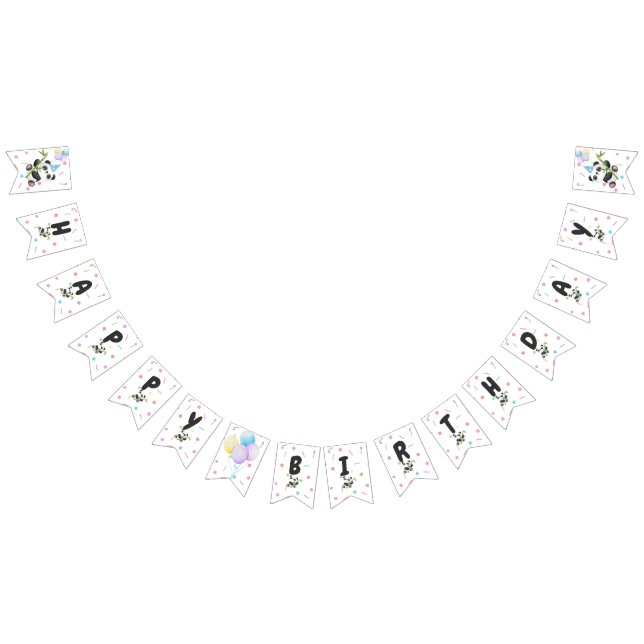 Bandeirinha Banner de aniversário Pastel Panda com Bamboo, Bal (Todos)