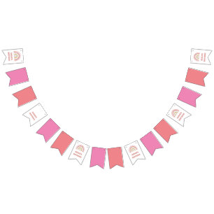 Bandeirinha Banner de aniversário rosa do arco-íris - Nome per