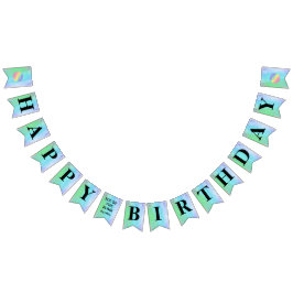 Bandeirinha Banner de bunda de aniversário da Bomba de Aquarel