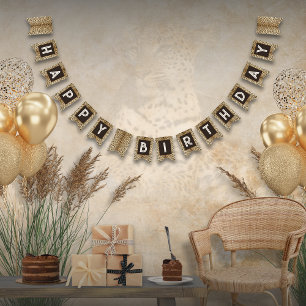 Bandeirinha Banner de bunda de aniversário do Leopardo de Impr