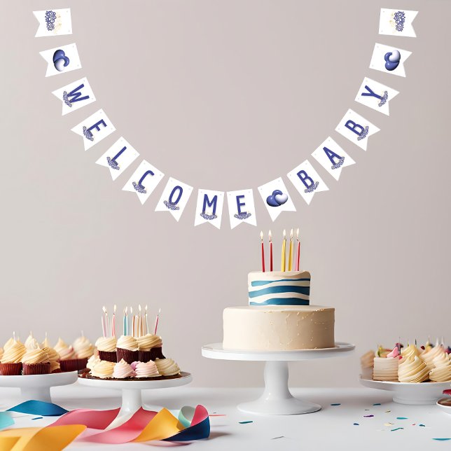 Bandeirinha Banner de bunda de chá de fraldas de tema roxo (Criador carregado)