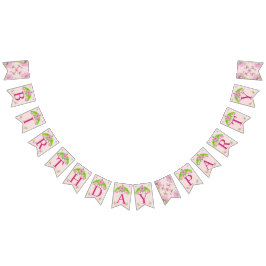 Bandeirinha Banner de bunda Floral, Rosa e Verde,