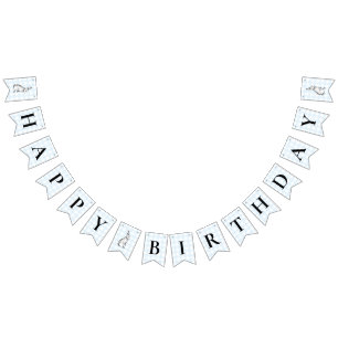 Bandeirinha Banner de Bunny Rabbit Blue Gingham Birthday Bunth