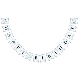 Bandeirinha Banner de Bunting Birthday Gingham Blue Horse