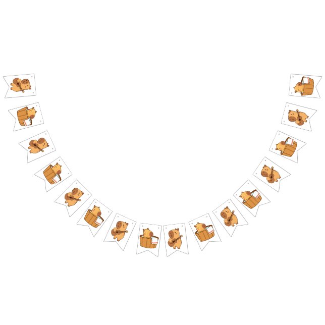 Bandeirinha Banner de Bunting Capybara | Festa de Animais Cujo (Todos)