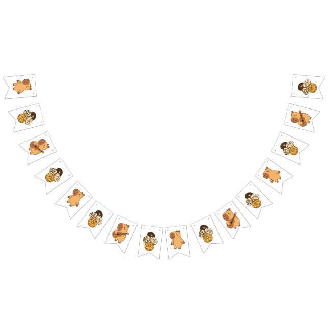 Bandeirinha Banner de Bunting Capybara | Festa de Animais Cujo (Todos)