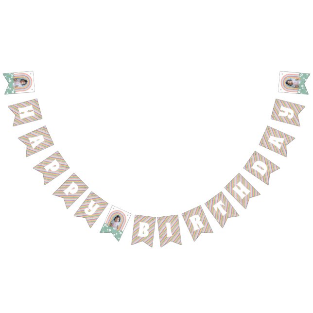 Bandeirinha Banner de Bunting de Aniversário do Rainbow & Dais (Todos)