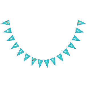 Bandeirinha Banner de Bunting de aniversários de piscina