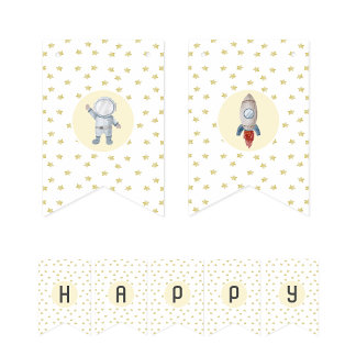 Bandeirinha Banner de bunting de festas com tema espacial