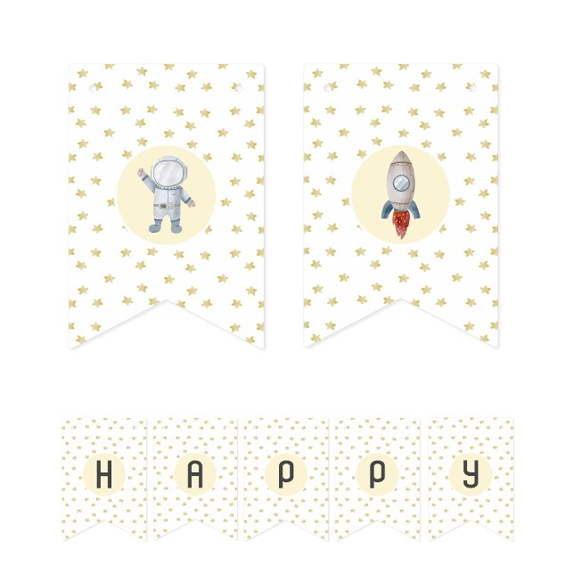 Bandeirinha Banner de bunting de festas com tema espacial (Criador carregado)