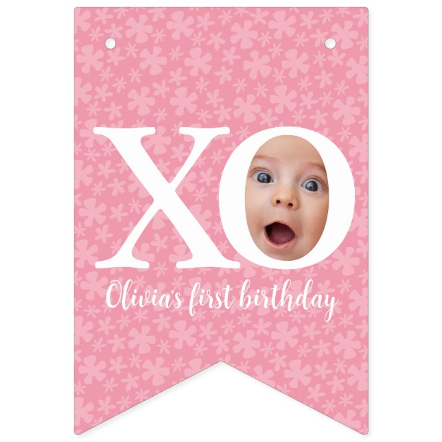 Bandeirinha Banner de bunting do feliz aniversário (Primeira Bandeira)