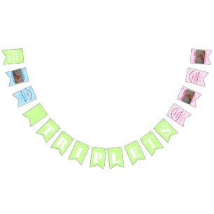 Bandeirinha Banner de Bunting Girl do Triplets