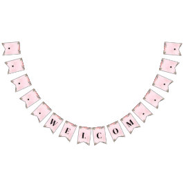 Bandeirinha Banner de Bunting Rosa Personalizável - Bem-vindo