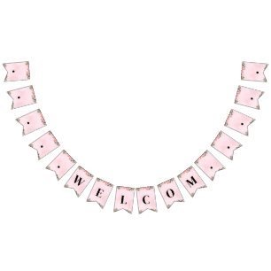 Bandeirinha Banner de Bunting Rosa Personalizável - Bem-vindo