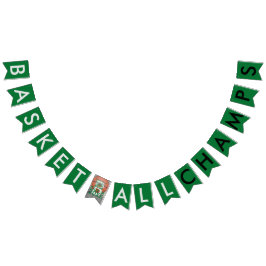 Bandeirinha Banner de Bunting Verde para Campeões de Basquete