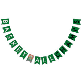 Bandeirinha Banner de Bunting Verde para Campeões de Basquete