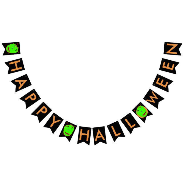 Bandeirinha Banner de Bunting Zombie Verde do Halloween (Todos)
